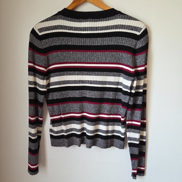 EUC H&M STRIPED CREW NECK RIBBED LONGSLEEVES TOP SIZE LARGE - Picture 2 of 14